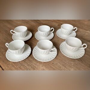 Set of 6 Vintage Johnson Brothers Regency 'Swirl' 4 Oz Cup/Saucer Sets